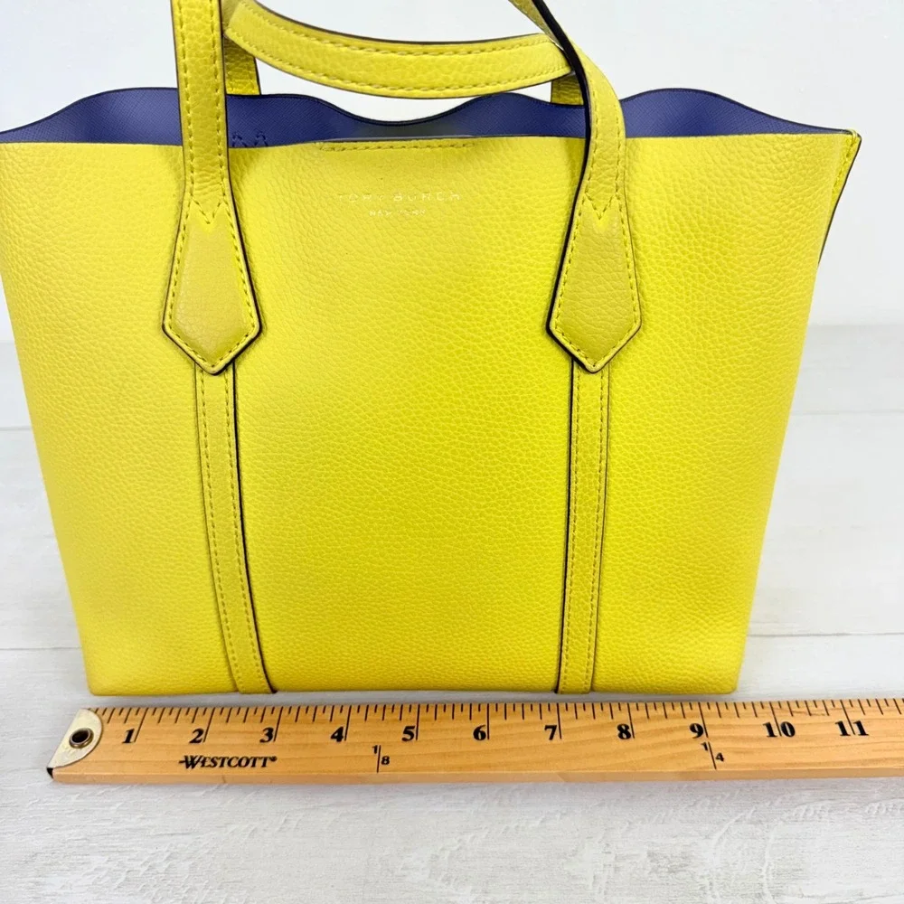 Tory Burch Perry Small Tote Womens Yellow Pebbled Leather Crossbody Bag